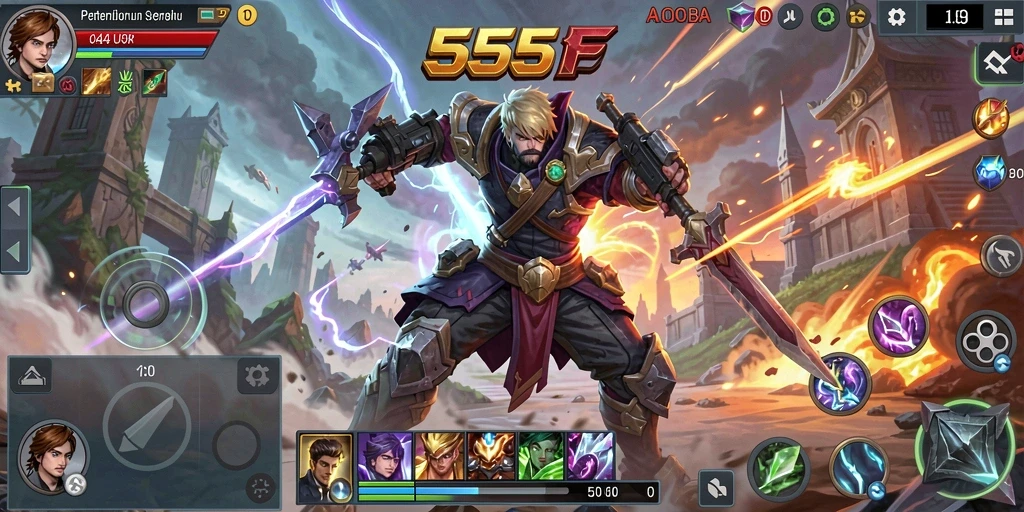 Tampilan menarik dari gameplay MOBA yang menegangkan.