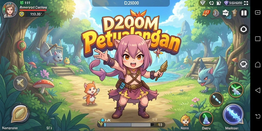 Screenshot D200M menampilkan karakter anime dalam aksi seru.
