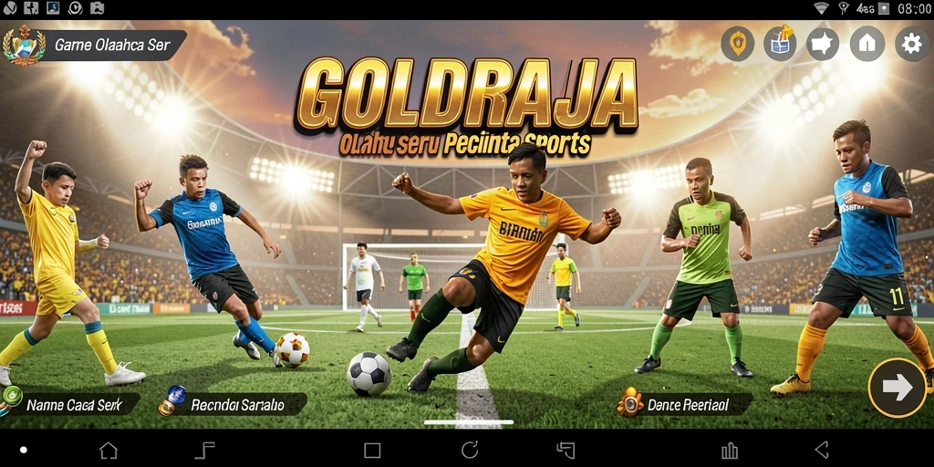 Screenshot dari gameplay <strong>GOLDRAJA</strong> yang menunjukkan aksi olahraga seru.