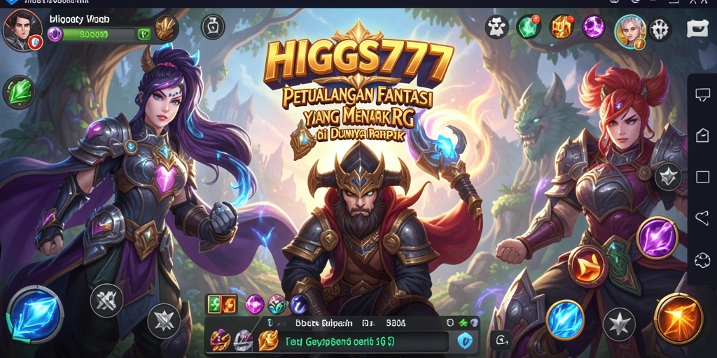 Tampilan gameplay HIGGS777 yang menampilkan pertempuran epik dan karakter yang menawan.