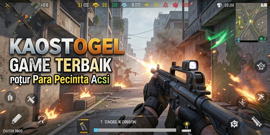Screenshot KAOSTOGEL menampilkan aksi tembak-menembak yang intens dan grafis menakjubkan.
