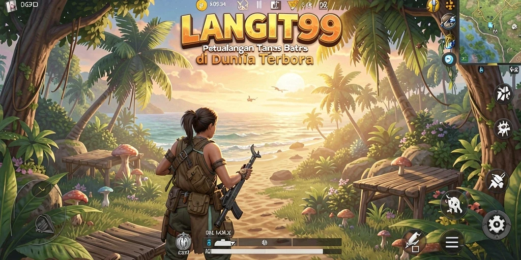 Screenshot menunjukkan pemain berpetualang di dunia luas LANGIT99.