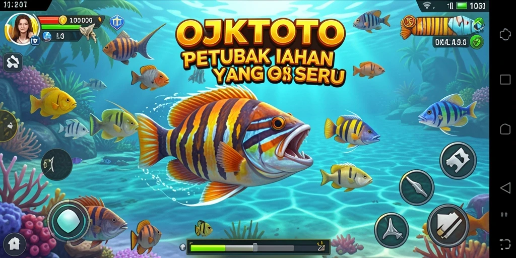 Tampilan gameplay OJKTOTO yang menegangkan saat menangkap ikan.