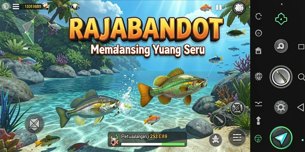 Tangkapan ikan yang menakjubkan dalam RAJABANDOT menggambarkan gameplay yang seru.