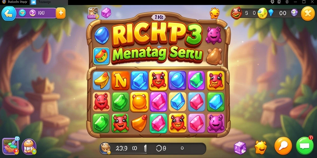 Gameplay Match-3 seru dengan tantangan mencocokkan item berwarna.