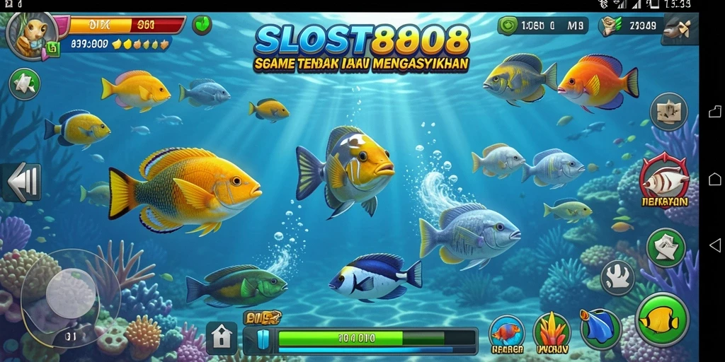 Screenshot dari gameplay SLOST8808 yang seru saat menangkap ikan.
